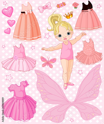 Baby Girl with different ballet and princess dresses