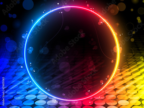 Disco Abstract Circle Box on Black Background