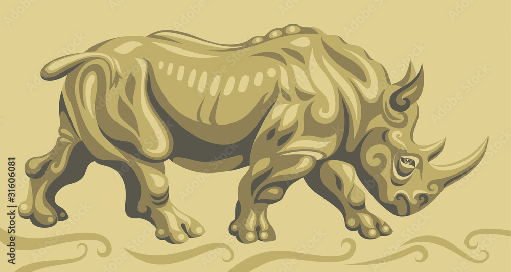 Fototapeta Wild rhino illustration