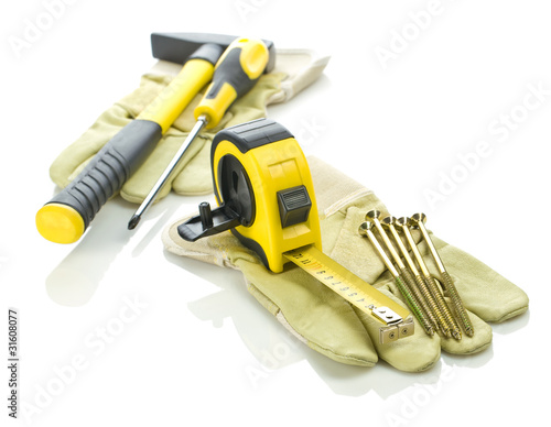 set of tools on gloves