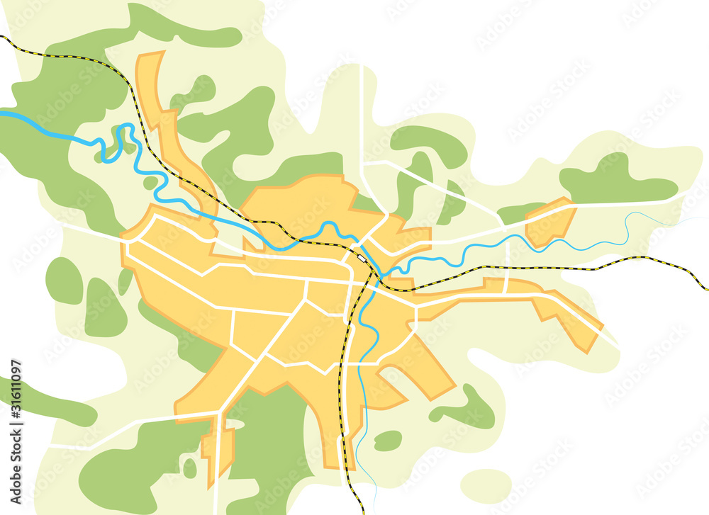 Naklejka premium Simplified Vector Map of The City II