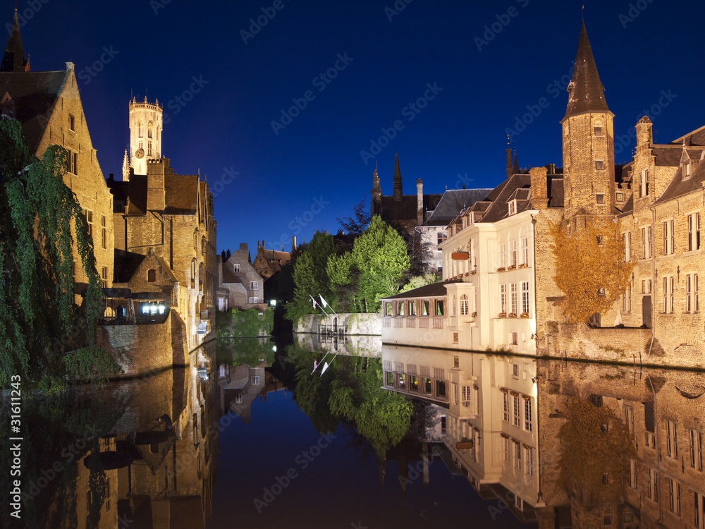 Bruges Canal At Night