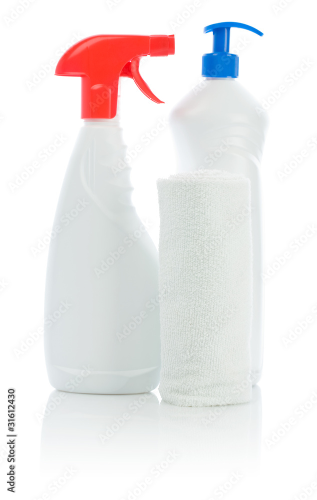 two white sprays and cotton towel two white sprays and cotton towel