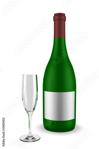 Wallpaper Mural wine bottle with glass Torontodigital.ca