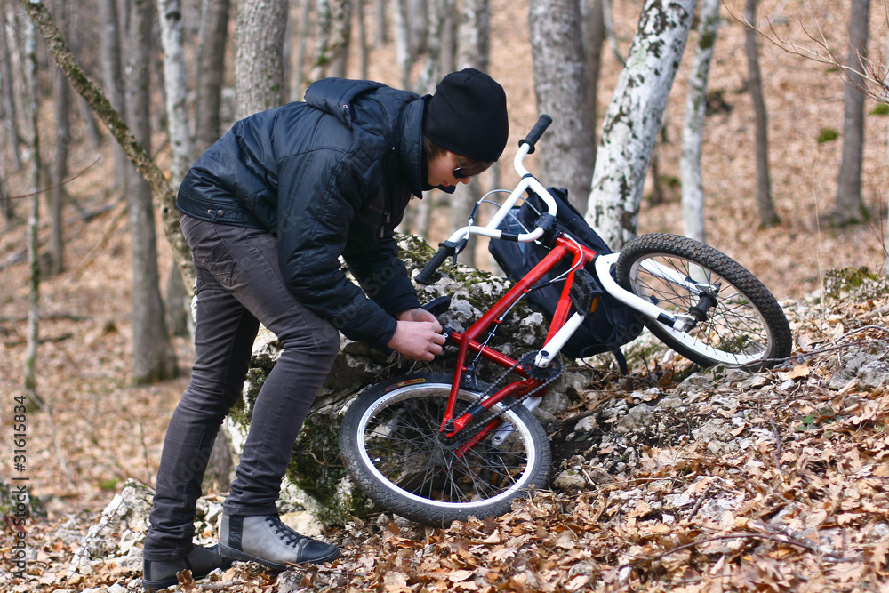 Fototapeta premium boy on bicycle