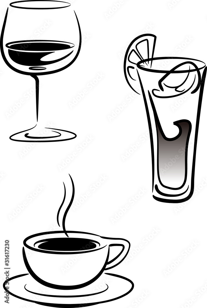 コーヒー、ワイン、カクテル