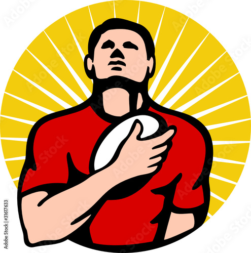 rugby player holding ball