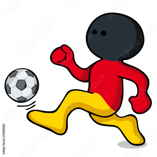 deutschland fussball-maskottchen spielt mit ball
