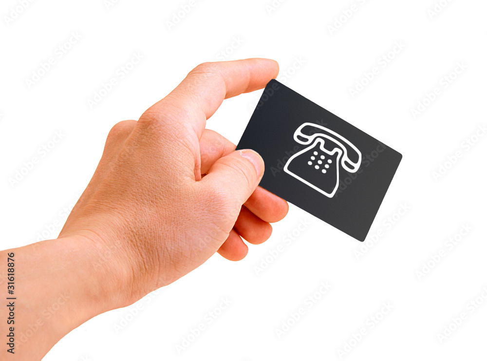 hand with a card isolated on white background hand with a card isolated on white background