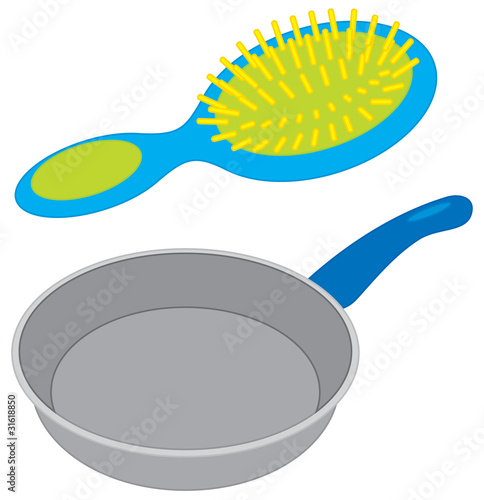 Griddle and hairbrush