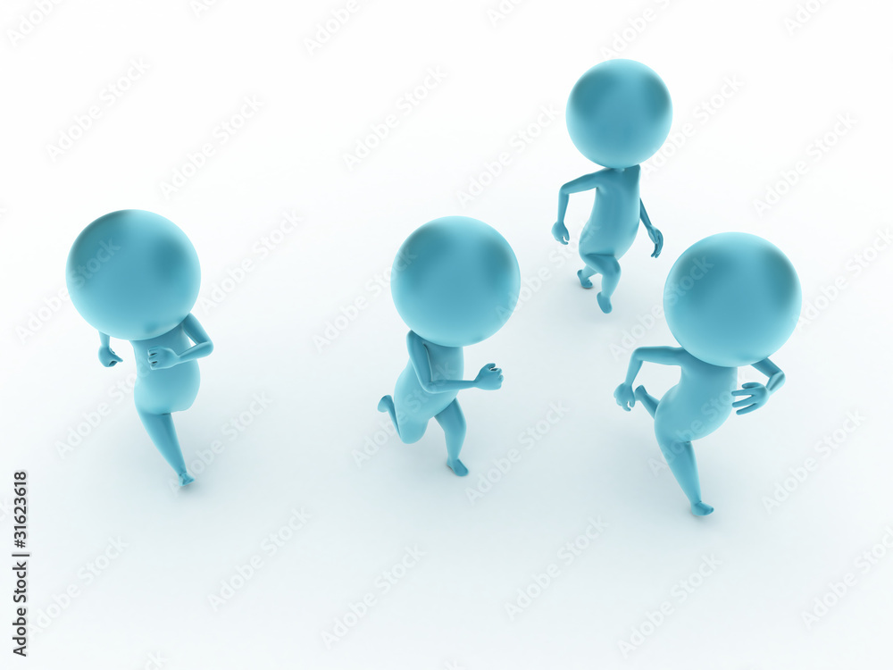 3d rendered illustration of some little guys running 3d rendered illustration of some little guys running