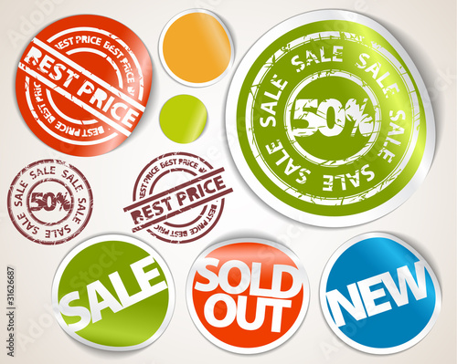 Set of labels and stickers - sale and best price