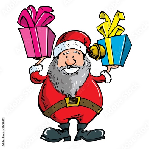 Cartoon Santa with a white beard