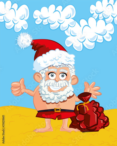 Cartoon Santa with a white beard