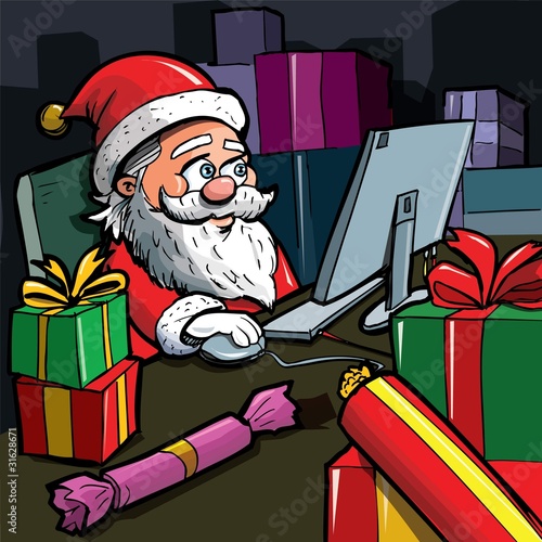 Cartoon Santa with a white beard