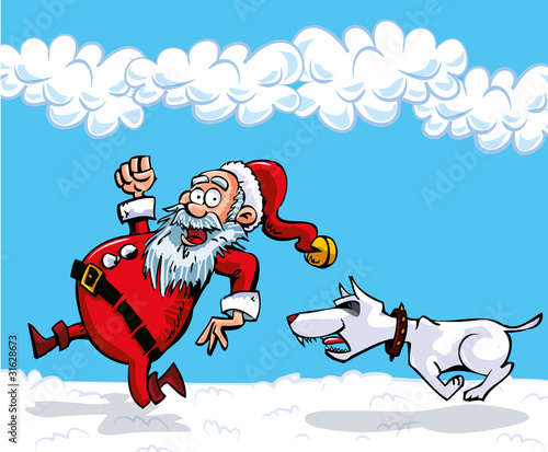 Cartoon Santa with a white beard