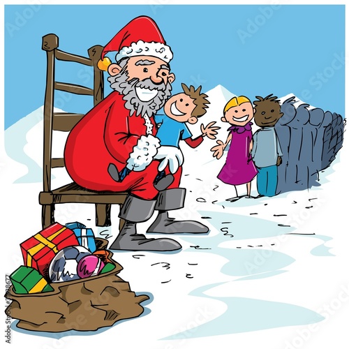 Cartoon Santa with a white beard