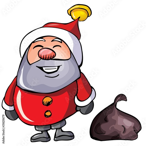 Cartoon Santa with a white beard