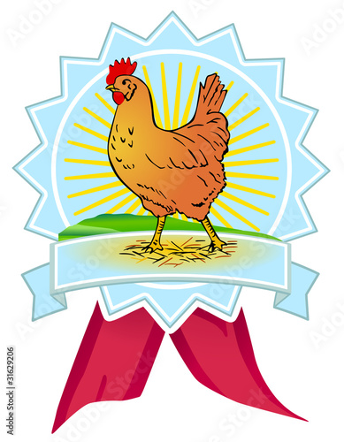 Huhn auf Plakette