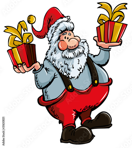 Cartoon Santa with a white beard