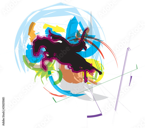 Abstract rodeo cowboy. Vector Illustration
