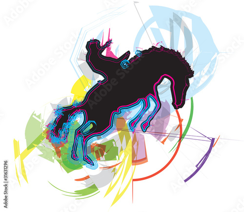 Abstract horse and rider silhouette