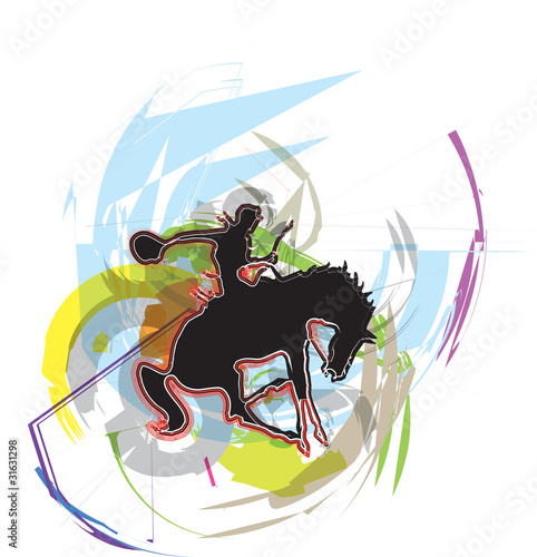 Abstract horse and rider silhouette