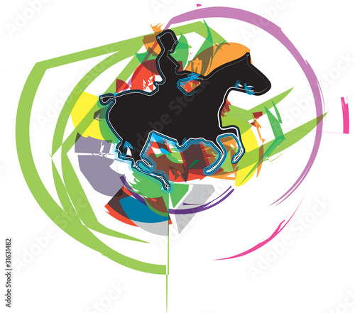 Abstract horses and riders silhouettes. Vector illustration