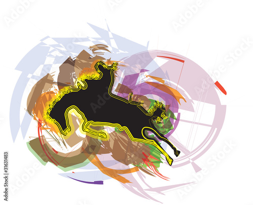 Abstract rodeo cowboy. Vector Illustration