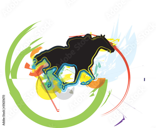Abstract horses and riders silhouettes. Vector Illustration