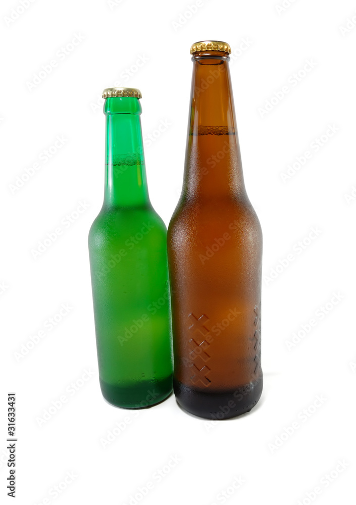 two bottles of beer with different capacities two bottles of beer with different capacities