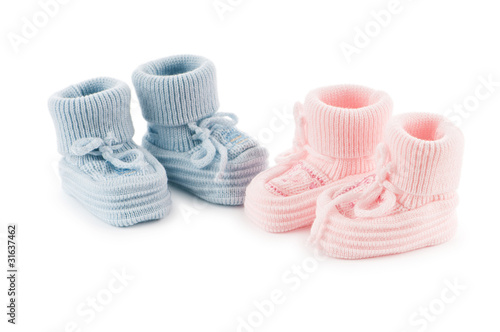 Woven baby shoes isolated on white background