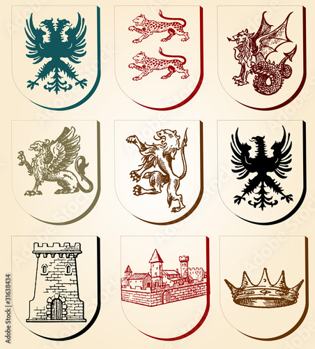 Illustration design set with various shapes and decoration