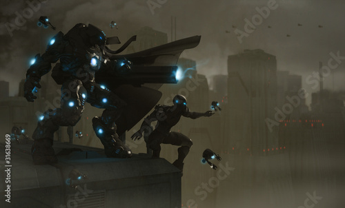 high detail 3d render of future soldiers