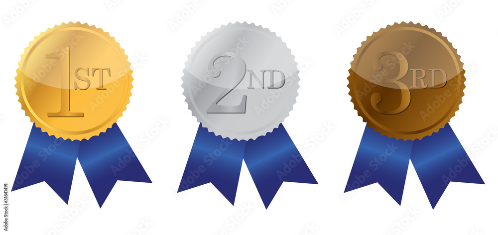 Three ribbon of Achievement, gold, silver and bronze Three ribbon of Achievement, gold, silver and bronze
