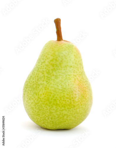 One ripe pear isolated on white background
