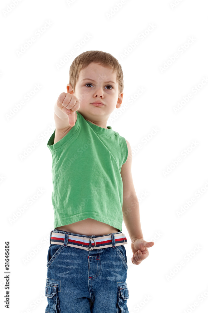 little man showing the thumb down gesture little man showing the thumb down gesture