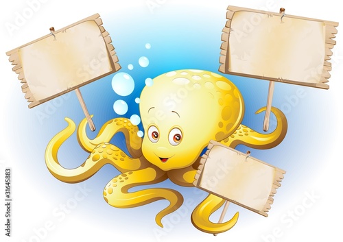 Polpo Cartoon con Pannello-Octopussy with Panel-Vector
