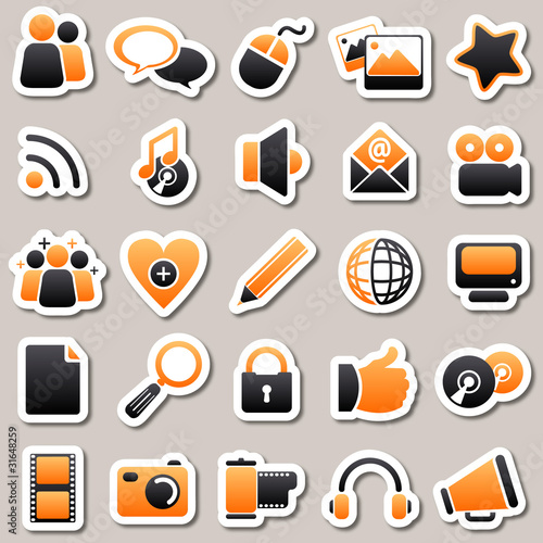 social Media Orange Stickers