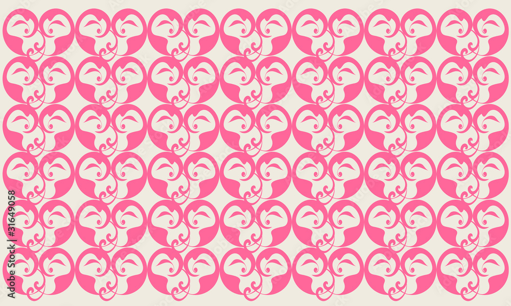 horizontal seamless pink floral patterns on bright background