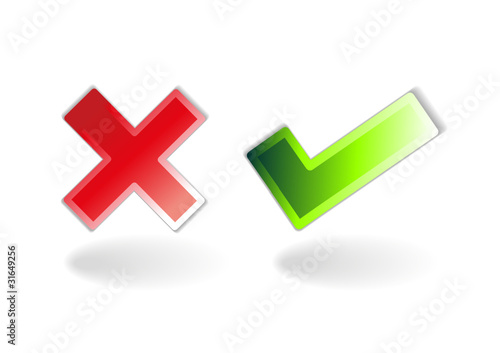 cross and a tick
