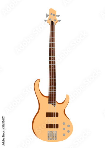 orange professional electro guitar on white background