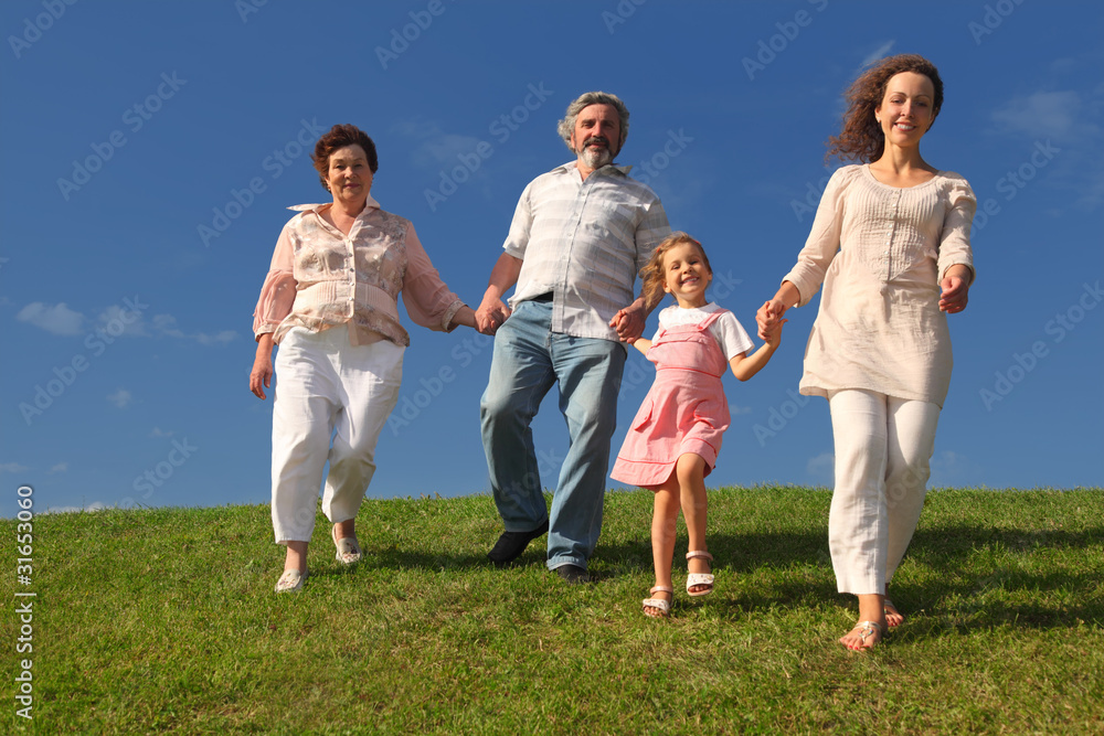 family with little girl, mother and grandparents family with little girl, mother and grandparents