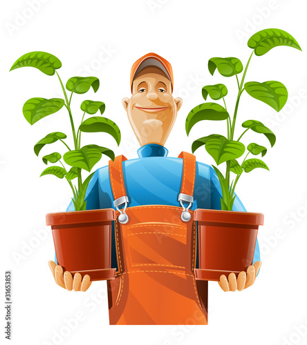 gardener with plant
