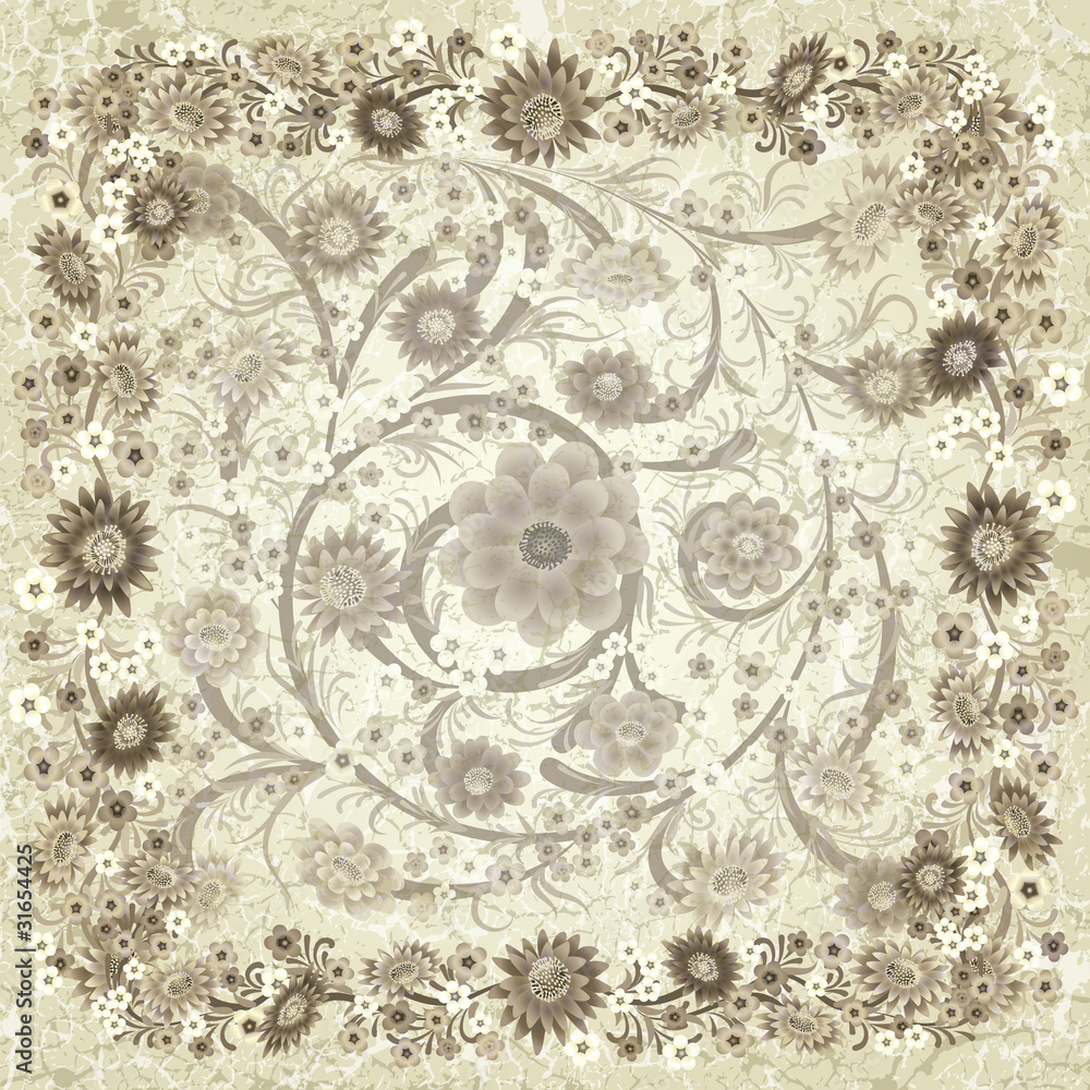 abstract grunge ornament with flowers abstract grunge ornament with flowers