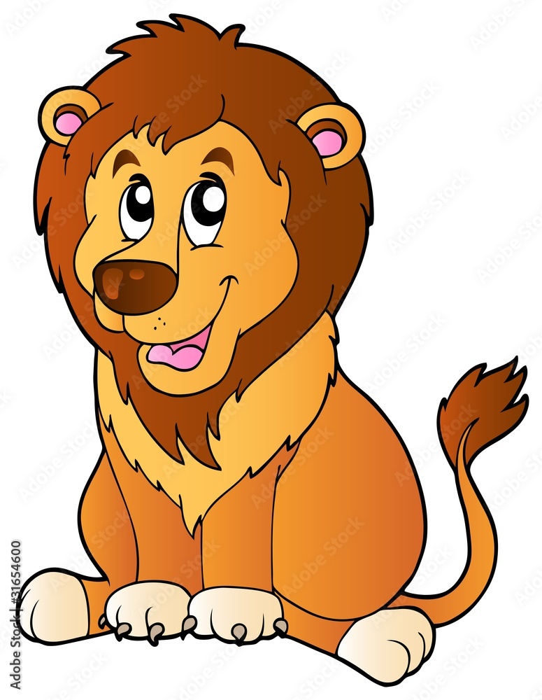 Fototapeta premium Cartoon sitting lion