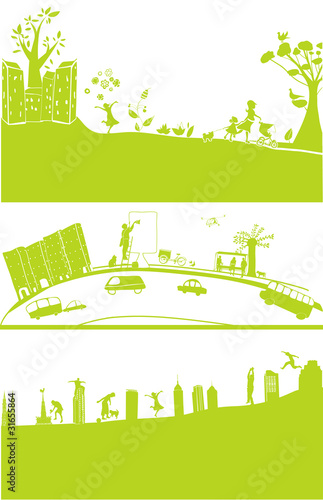 3 cityscape in green