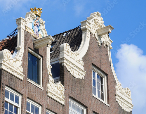 Canvas Print Dutch gable houses, Madonna, beguinage, Amsterdam