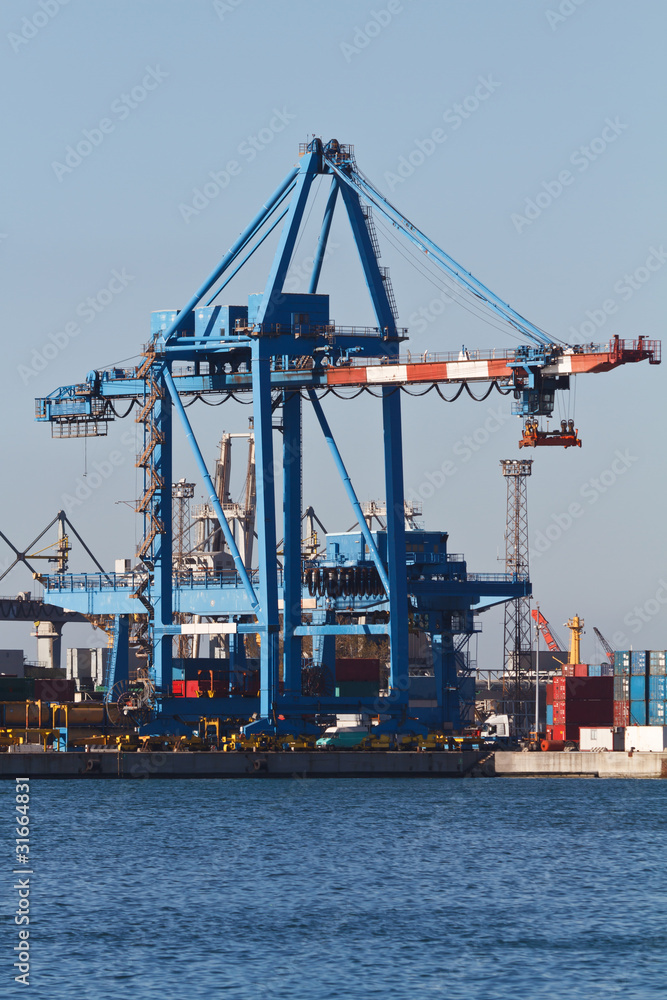 cranes and containers on Genoa port, Italy