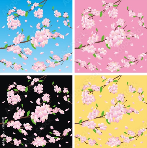 four color view of flowering trees